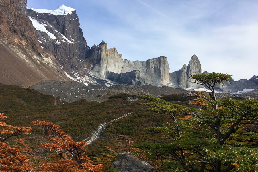 World's best adventures: High cliffs dominate Frances Valley on the W Trek, Chile.