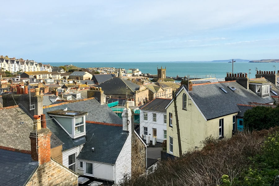 UK Road Trip Itinerary: View over the rooftops of St Ives.