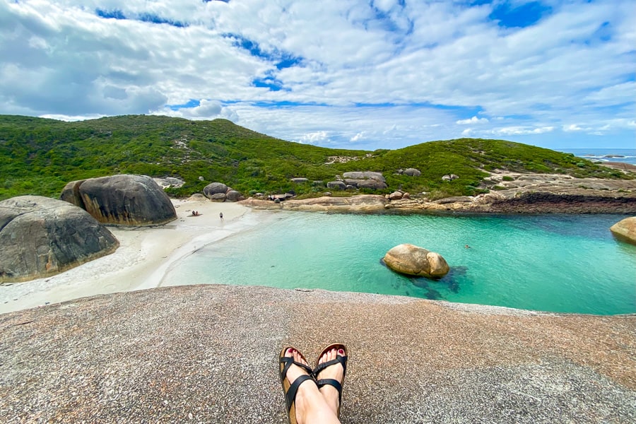 Looking out over the turquoise water of Elephant Cove in Denmark, a Perth to Albany road trip must-see.