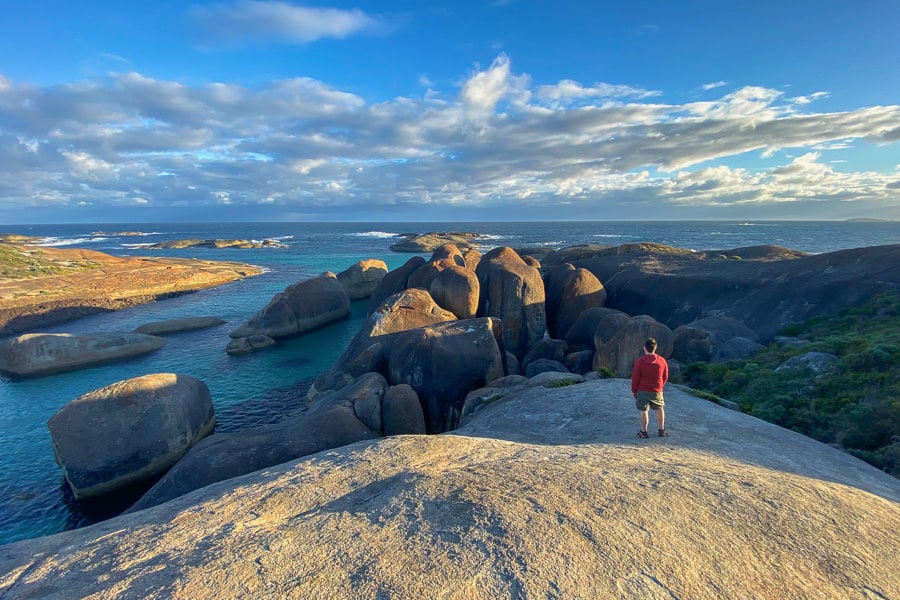 John looks towards the huddle of granite 'elephants' at Denmark's Elephant Cove.