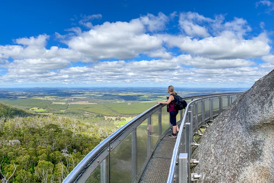 Looking out across the countryside from the Granite Skywalk in Porongurup.