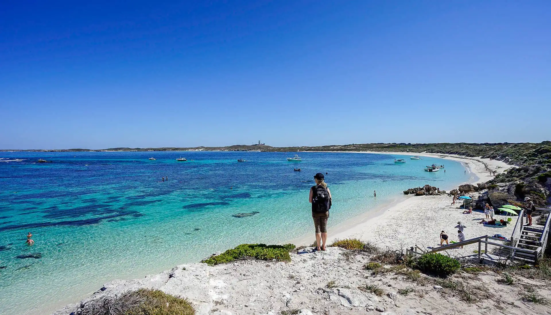 Dan looks over Salmon Bay on Rottnest Island, one of the best beaches in Western Australia.