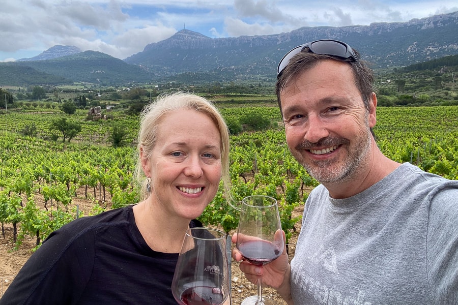 Enjoying a class of cannanou overlooking the vines of Oddoene Valley was a highlight of Day 13 of our Sardinia itinerary.