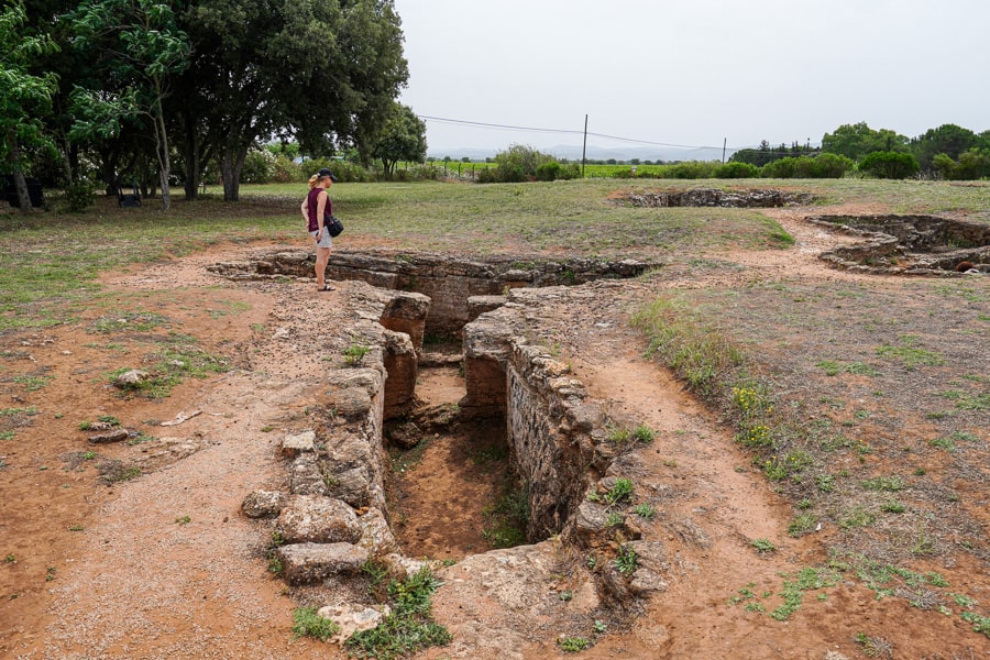 Ancient tombs dot the landscape and vines thrive in surrounding fields when visiting Sardinia’s ambient Anghelu Ruju site.