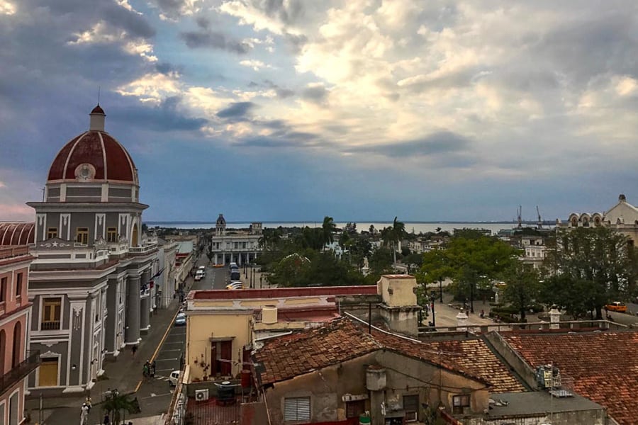 Cuba in 2 weeks: Rooftop views over historic Cienfuegos from Bar Terrazza.