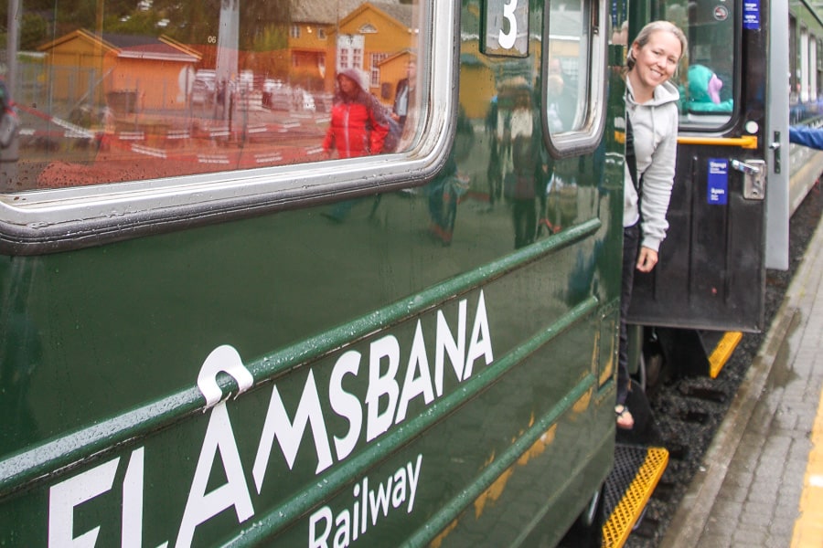 Getting on the iconic Flåmsbana train on day 8 of our road trip in Norway.