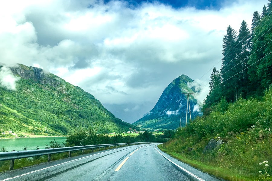 Spectacular mountain views on the road to Geiranger on our 2 week Norway itinerary.