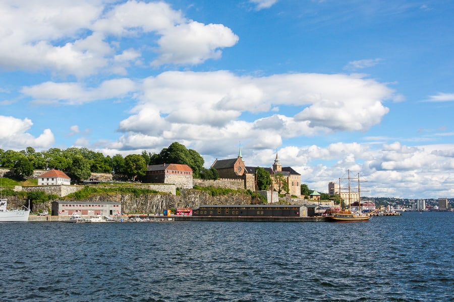 View of Akershus Fortress from Oslofjord during our 2 days in Oslo.