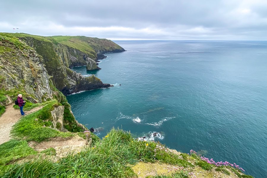 Dramatic cliffs with a moody sky over the Atlantic at the Old Head of Kinsale.