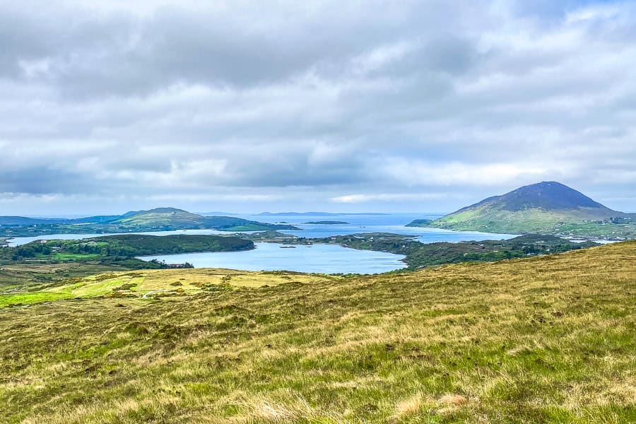 Views across Connemara National Park towards the coast.