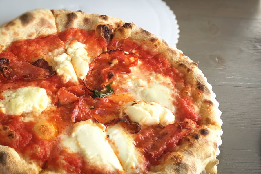 A Florence pizza with tomato sauce and mozzarella.