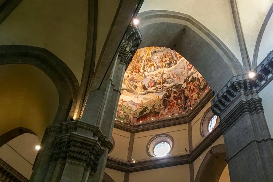Frescoes cover the inside of the Duomo’s dome on a Florence 3 day itinerary.