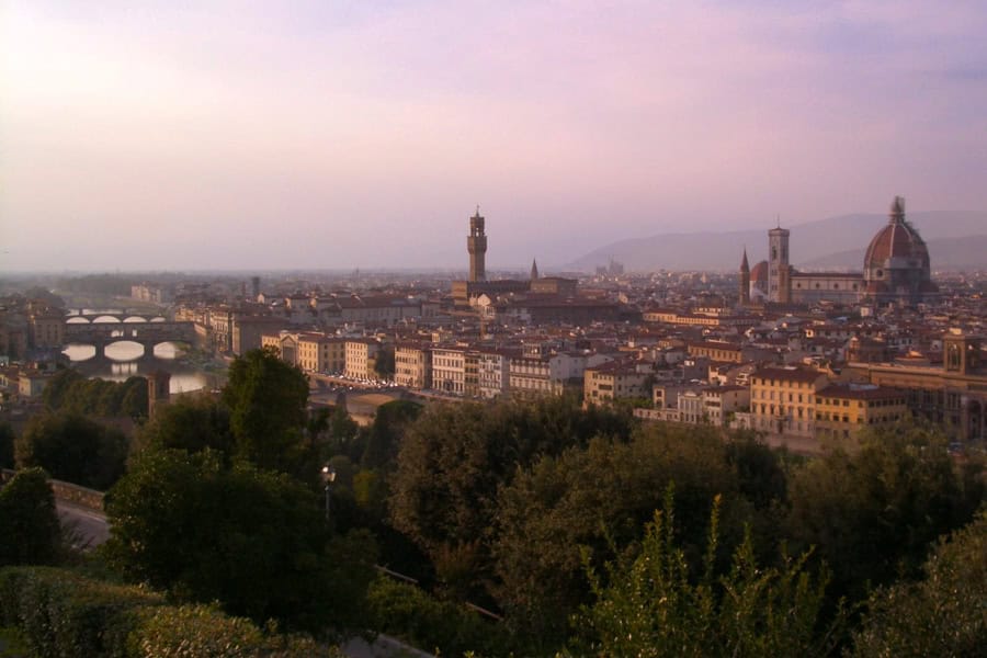 Twilight views over the city from Piazzale Michaelangelo, one of the top things to do in Florence.