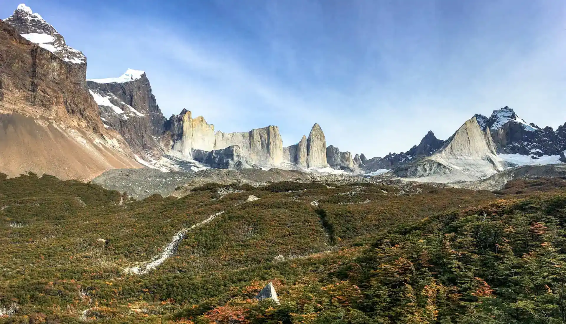 View over Frances Valley in Torres del Paine National Park while Hiking the W Trek in Patagonia.