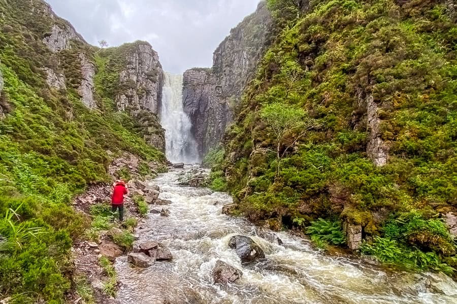 The rocky, boggy walkway to Allt Chranaidh Waterfall was a great way to conclude day 4 of our NC500 itinerary.
