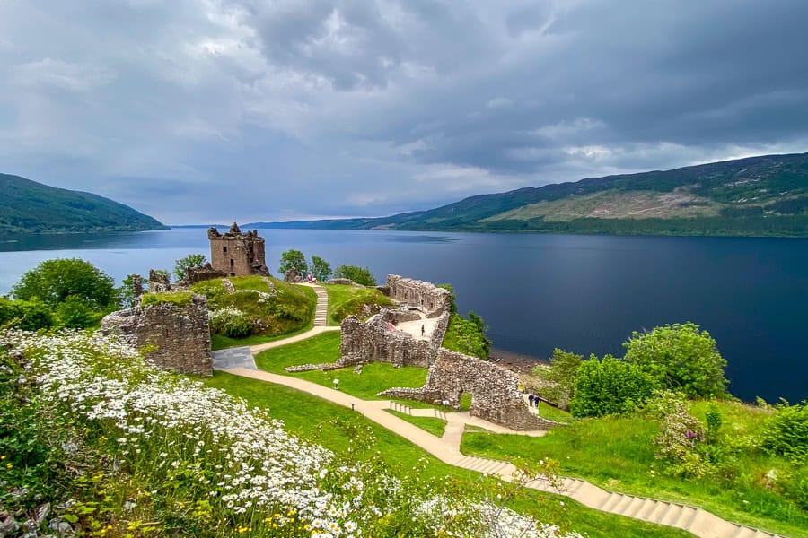 Dark skies over the ruins of Urquhart Castle along Loch Ness – a great way to end any North Coast 500 itinerary.