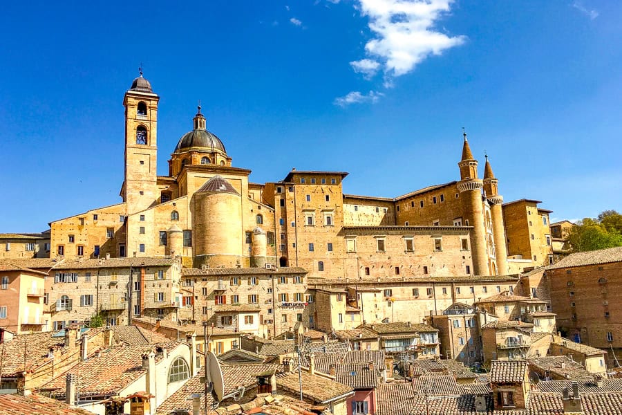 Views across the rooftops, towers and domes of the Urbino skyline during our Italy road trip.