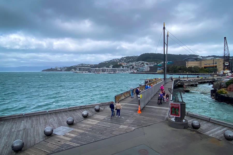 Views of choppy seas on the Wellington waterfront walk, one of the iconic things to see in Wellington.