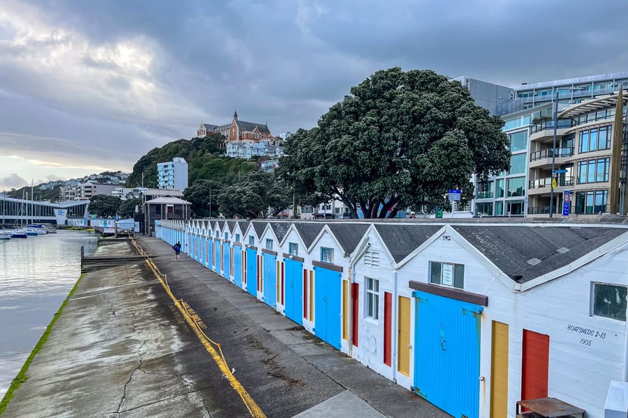 The colourful boathouses of Titahi Bay, just north of Wellington.