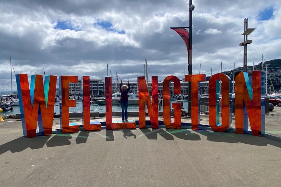 View of the red city sign on the waterfront, one of those iconic Wellington attractions you find yourself drawn to.