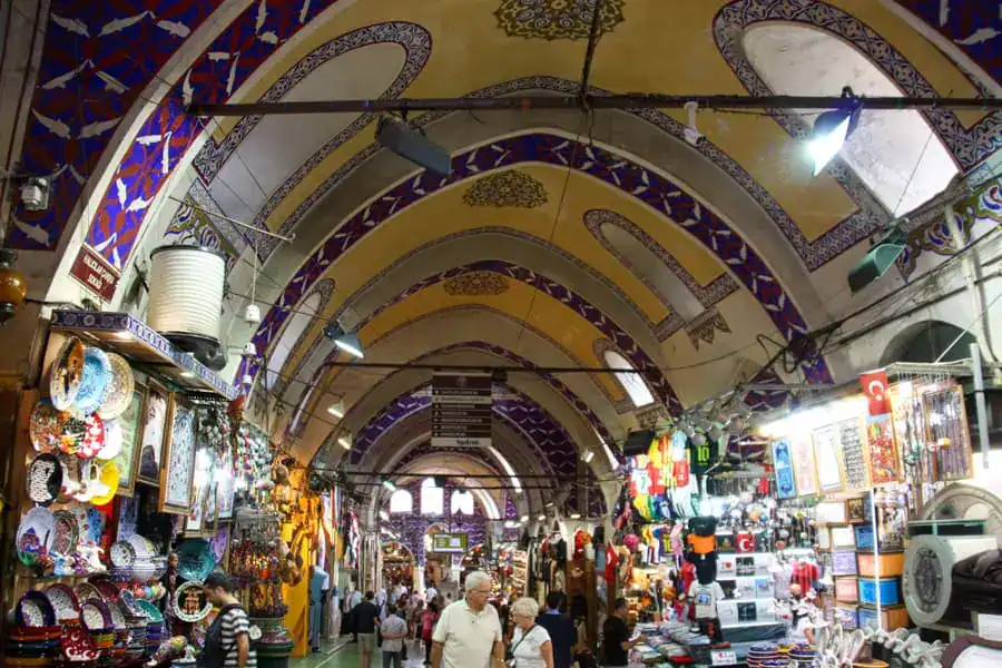 The colourful domed roof of the Grand Bazaar in Beyazıt, one of the more vibrant places to stay in Istanbul.