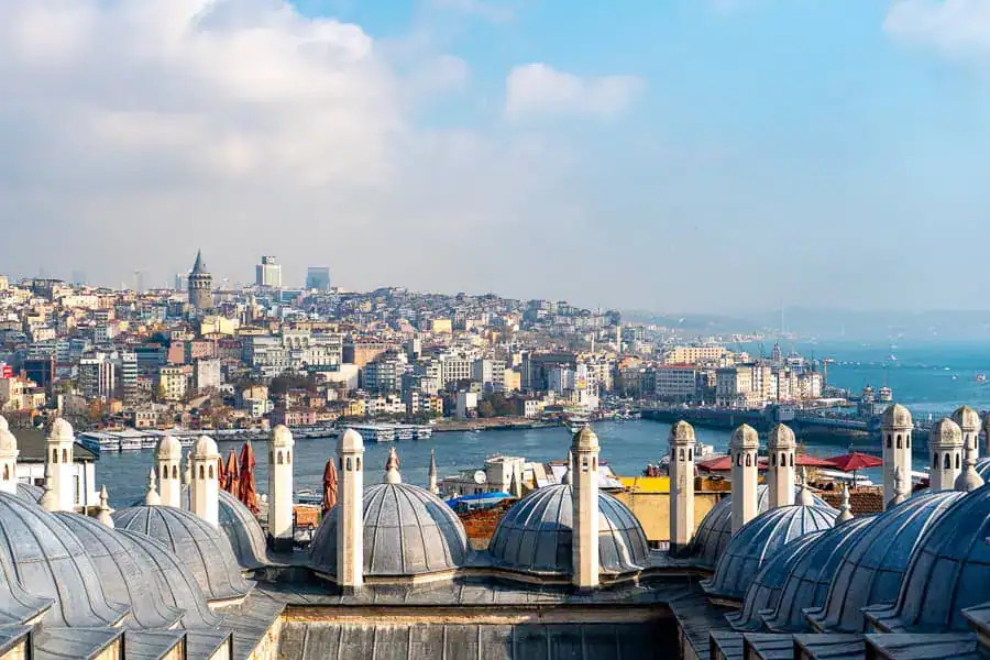 Views across rooftops and the Golden Horn towards Karaköy from Süleymaniye Mosque, one of our favourite Istanbul attractions.